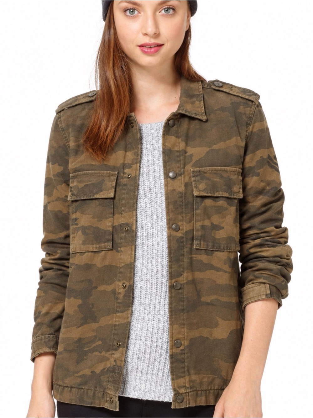 Aritzia TNA Redmond Camo Utility Jacket - Olive Green& brown - S